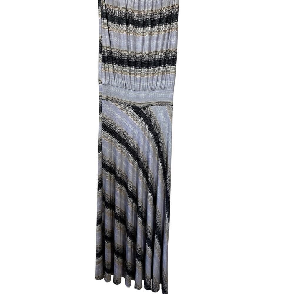 VERONICA M. Women's Striped Strapless Blouson Maxi Dress Gray Size Large